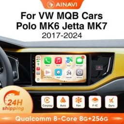 Ainavi Autoradio per Volkswagen VW Polo Plus Jetta MK7 T6 Passat B8 T ROC Cross MQB, Carplay Wireless, Android Auto, Lettore Multimediale per Auto, Audio, GPS, HDMI 1280 * 720, BT 5.0, Giroscopio,