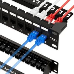 ZoeRax Patch Panel RJ45 a 24 Porte Cat6 con Passaggio Diretto, Patch Panel di Rete con Accoppiatore 19 Pollici, Patch Panel Ethernet Keystone Inline