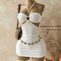 YEAE Nuovi Abiti Estivi Senza Maniche per Donne, Vestito Bianco con Collo all'Americana, Abito Aderente Sexy con Schiena Scoperta, Vestidos De Verano Mujer Q3881