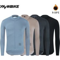 YKYWBIKE Maglia da Ciclismo Invernale per Uomo, Abbigliamento Termico in Pile per Bicicletta, Giacca a Maniche Lunghe per MTB e Bici da Strada, Top per Ciclismo Outdoor
