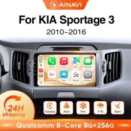 Ainavi Autoradio Android con Carplay Wireless, Navigazione GPS per KIA Sportage 3 Sportage R, Android Auto, 4G, Lettore Multimediale per Auto, SWC, BT5.0, HD IPS, Uscita HDMI, MP5, FM, AM, RDS,