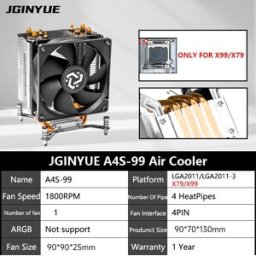 JGINYUE A4S-99 4 Heat-Pipe CPU Air Cooler TDP 150W CPU per Intel ® Scheda madre X79/X99 Presa LGA2011/LGA2011-3