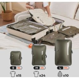 flextailgear FLEXTAIL X VOLLYC EZYPACK - Borsa per sottovuoto da 18-55 litri, borsa per riporre abiti riutilizzabile, borsa per bagagli con zaino a compressione da viaggio