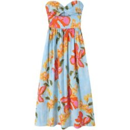 Willshela Abito midi da donna alla moda stampato con cerniera sul retro, senza spalline, vintage, senza maniche, elegante
