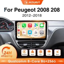 Ainavi Autoradio Android per Peugeot 208 2008 2012 2013 2014 2016 2018 con Carplay Wireless, Android Auto, 4G, Lettore Multimediale per Auto, Navigazione GPS, SWC, BT5.0, Schermo HD IPS, Uscita HDMI,