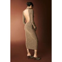 Patrizia Pepe Abito lungo da sera in lurex marrone II