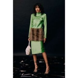 Patrizia Pepe Abito midi in seta verde 42