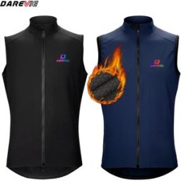 DAREVIE Gilet da ciclismo termico invernale antivento cerniere a 2 vie giacca a vento da ciclismo impermeabile tasche con cerniera posteriore uomo donna arcobaleno