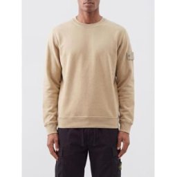 Stone Island Felpa girocollo in jersey di cotone con patch logo Compass Beige Taglia XXL