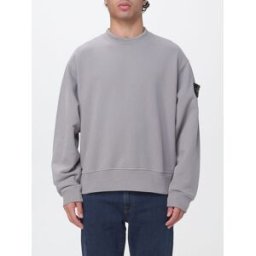 Stone Island Felpa girocollo in cotone con patch logo Compass sulla manica Grigio Taglia M