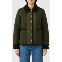 Barbour Giacca-camicia trapuntata in cotone cerato con colletto in velluto Verde Taglia 8