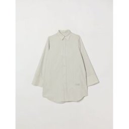 Mm6 Maison Margiela Mini abito chemisier da bambina in cotone a righe Bianco Taglia 8