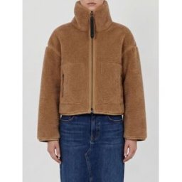 Pinko Giacca Campsis in pelliccia sintetica con profili a contrasto e zip Beige Taglia XXS