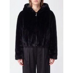 Pinko Giacca corta in pelliccia sintetica con cappuccio e spalle scese Nero Taglia XXS