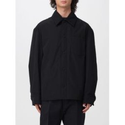 Ami Paris Giacca-camicia relaxed fit in misto cotone con spalle scese Nero Taglia M
