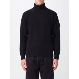 Stone Island Maglia dolcevita in cotone con patch logo Compass sulla manica Nero Taglia L