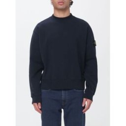 Stone Island Felpa girocollo in cotone con patch logo Compass sulla manica Blue Taglia XL