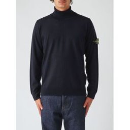 Stone Island Dolcevita in pura lana vergine con patch logo Compass Blue Navy Taglia S