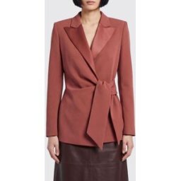 Max Mara Giacca a vestaglia corta in cady con rever a lancia e cintura Marrone Taglia 38