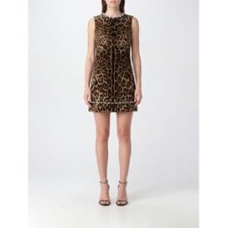 Dolce&Gabbana Mini abito a tubino in seta con stampa animalier e spalle scoperte Fantasia Taglia 38