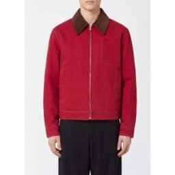 Ami Paris Giacca leggera in cotone con colletto in velluto a coste Rosso Taglia L
