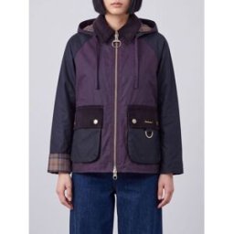 Barbour Giacca in cotone cerato con cappuccio e colletto in velluto Marrone Taglia 10