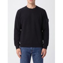 Stone Island Felpa girocollo in jersey di cotone con patch logo Compass Blue Taglia S