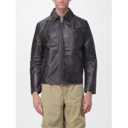 Diesel Giacca in pelle L-Amar con colletto classico e chiusura a zip Nero Taglia 50