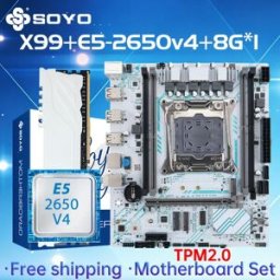 Soyo Set scheda madre da gioco X99 con CPU Intel Xeon E5 2650 V4 e RAM DDR4 ECC 8G*1 2133MHz M.2 NVME per PC desktop