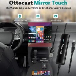 OTTOCAST Mirror Touch Adattatore CarPlay wireless bi-mirroring Scatola video di controllo bidirezionale per accessori auto iPhone Android