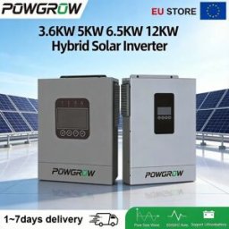 Powgrow Inverter Ibrido Off-Grid 3.6KW 5KW 6.5KW 12KW MPPT Onda Pura con Ingresso Doppio/Singolo, Funzionamento Senza Batteria Litio/Acido-Piombo, per Casa UE