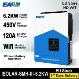 EASUN POWER Inverter Solare Ibrido 6200W 48V MPPT Off-Grid a Doppia Uscita Onda Pura 120A 230V 50/60Hz con BMS e WiFi
