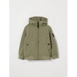 Stone Island Giacca leggera da bambino in softshell con cappuccio e patch logo Verde Taglia 14