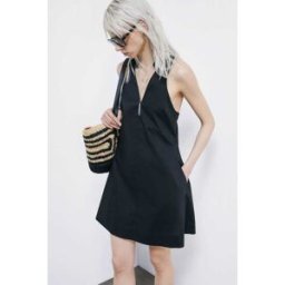 Patrizia Pepe Abito mini in popeline di cotone nero 38