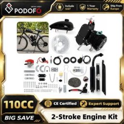 NONE Kit Motore a 2 Tempi Podofo 100CC 110CC, Kit Motore a Benzina per Bicicletta, Set Motore a Benzina Monocilindrico, Kit di Conversione Motorizzata Fai-da-Te per Bici MTB da 26' 28', Motore per MTB