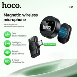 HOCO USB C Microfono rotondo wireless per iPhone 16 15 Pro Max Riduzione del rumore Microfono lavalier con clip magnetica per Xiaomi