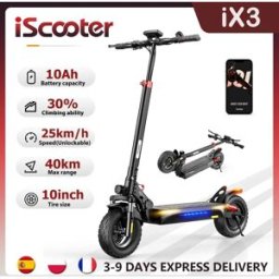 iScooter Monopattino Elettrico iX3 48V10Ah, Autonomia 30-40km, Pneumatici Fuoristrada da 10 Pollici, Monopattini Elettrici Pieghevoli con APP