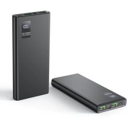 NONE Power bank con ricarica super rapida da 40 W, caricabatterie portatile con display digitale a LED, porte di uscita USB-C e doppia porta USB, batteria esterna ad alta capacità per iPhone, Samsung e