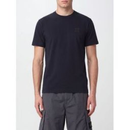 Stone Island T-shirt girocollo in cotone con patch logo Compass applicato Blue Navy Taglia S