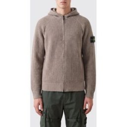 Stone Island Cardigan in cashmere con cappuccio e patch logo Compass Biscotto Taglia XL