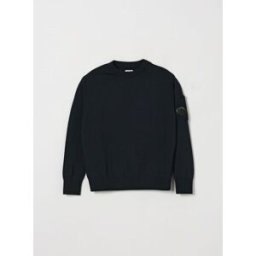 C.p. Company C. P. COMPANY Maglia da bambino in cotone a girocollo con patch logo a contrasto Blue Taglia 10