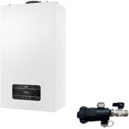 Riello Caldaia a Condensazione Residence HM 25 Kis LowNox 25 kW Metano Completa Di Kit Fumi con Defangatore Omaggio KIT COASSIALE