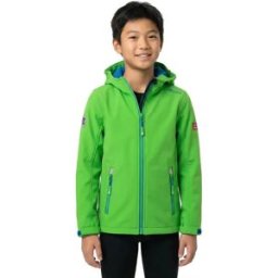 Trollkids Giacca Softshell Trollfjord Bright Green / Med Blue 164 cm