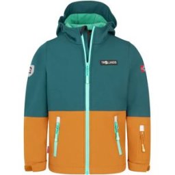 Trollkids Giacca Softshell Skjorta Midnight Forest / Caramel / Aquamarine Green 128 cm