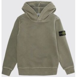 Stone Island Felpa con cappuccio da bambino in cotone con patch logo Compass Verde Taglia 8