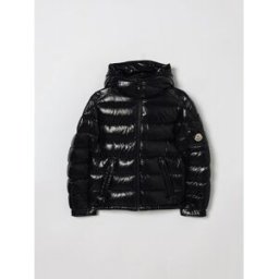 Moncler Piumino da bambino in nylon laqué trapuntato con cappuccio e patch logo Blue Navy Taglia 10