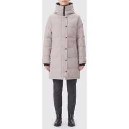 Canada Goose Piumino lungo in cotone organico con cappuccio e patch logo Beige Taglia XL