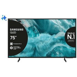 Samsung Q7FAAUXZT, Smart TV QLED 75'', Vision AI Smart, 4K, Processore Q4 AI, 4K Upscaling, Color Booster Pro, OTS Lite, Slim Look Design