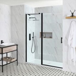 Porta Doccia Battente con 700mm x 700mm Piatto Doccia - Nox