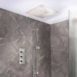Hudson Reed Sistema Doccia con Miscelatore Termostatico con Soffione 400mm ad Incasso e Asta Saliscendi con Doccetta - Cromato (2 Vie) - Otto